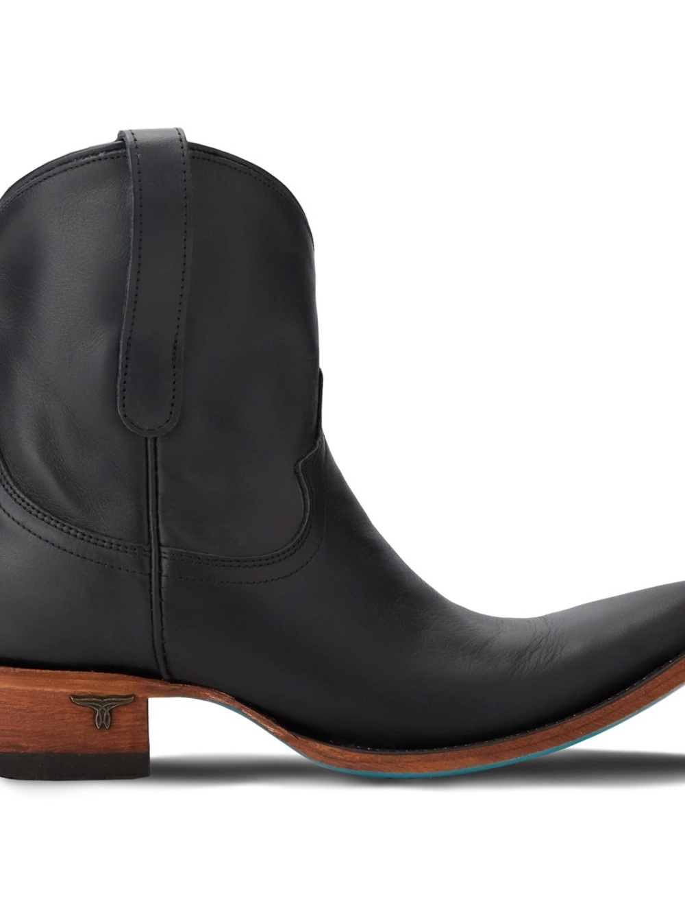 Lane- Emma Women's Black Leather Western Ankle Boots - Classic Pull-On Booties - Picture 4 of 4